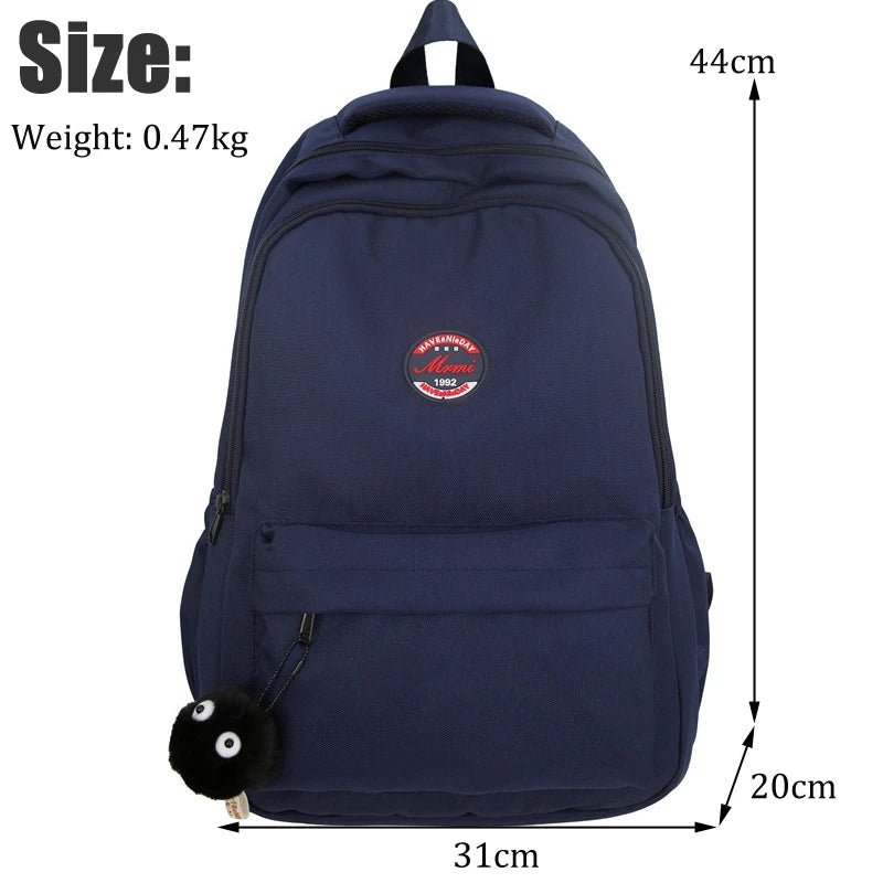 LIZAKOSHT  -  New Unisex Large Capacity Student Backpack Korean Solid Color Boys Girls Book Pack Nylon Waterproof Travel Bag Schoolbag