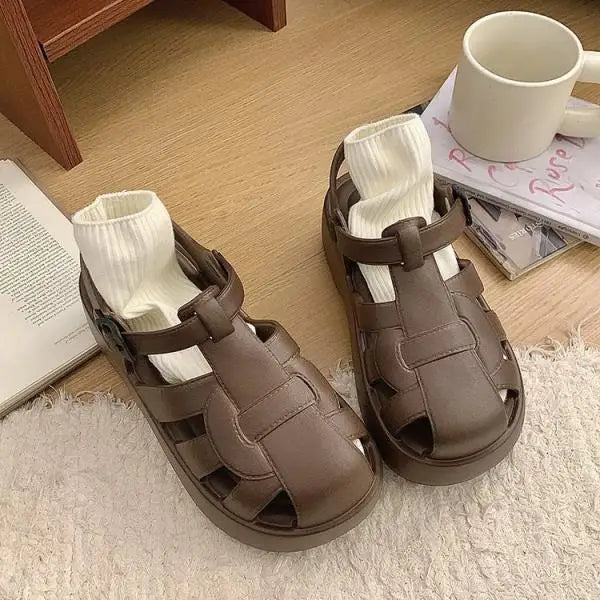LIZAKOSHT  -  Shoes Ladies' Slippers Slipers Women Luxury Slides Fretwork Heels Platform Summer Designer Scandals House Slippers Platform