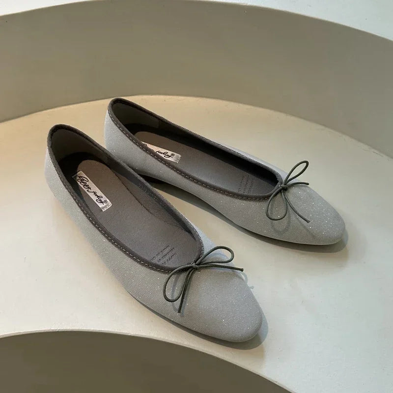 LIZAKOSHT  -  Spring Autumn Fashion Flat Mary Jane Shoes Women Bow Shallow Soft Sole Round Toe Dress Designer Ballet Shoes Zapatos De Mujer