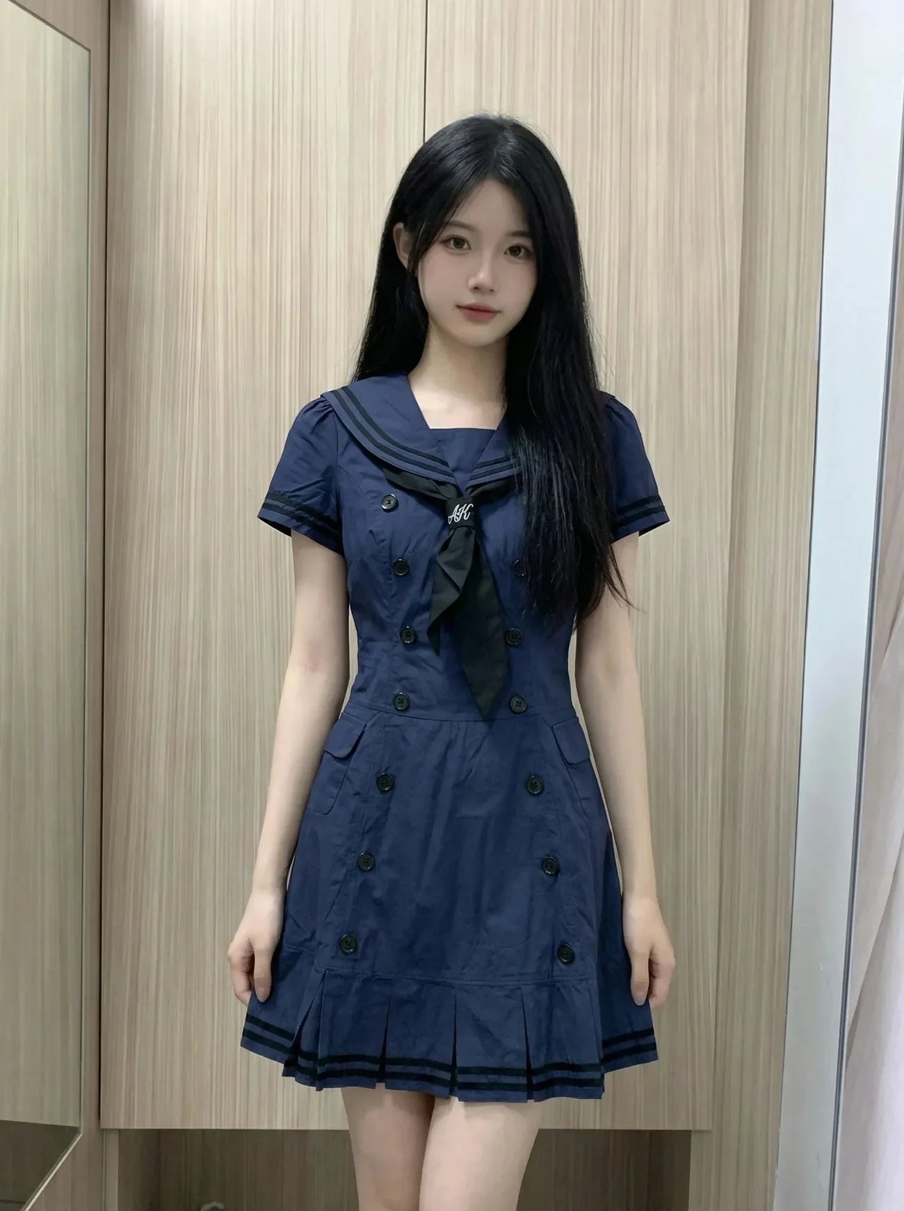 LIZAKOSHT  -  Japanese Dresses Sailor Suit Y2k 2000s Slim Short Sleeve Goth Punk Summer Woman Clothes Dress Harajuku High Street Hot Girl Emo