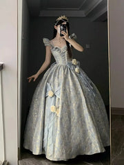 LIZAKOSHT -  Blue Flower Wedding Floor-Length Adult Formal Dress Elegant Heavy Industry Female
