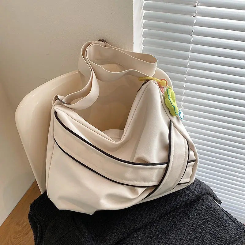 LIZAKOSHT  -  Spring New High-capacity Nylon Canvas Tote Bag Korean Fashion Simple Unisex Shoulder Bag Casual Sport Yoga Bag Student Bookbag