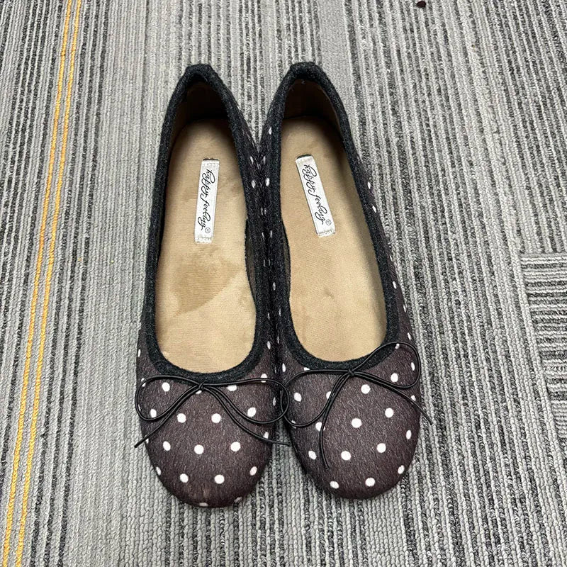 LIZAKOSHT  -  Winter Female Round Toe Ladies Flat With Plush Shoes  New Autumn Butterfly-Knot Fashion Fur Flats Slip On Shoes For Women Ballet