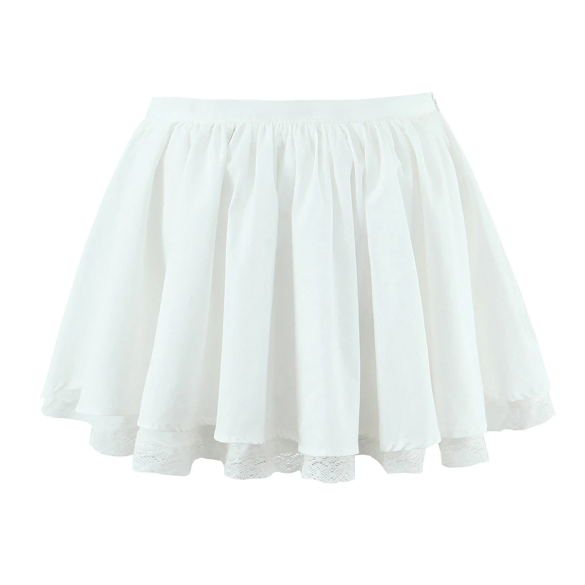 LIZAKOSHT  -  Ballet Girl White Cotton Spliced Lace Lining Mini Skirt Women Ball Gown Umbrella Skater Skirts with Shorts underwear Summer