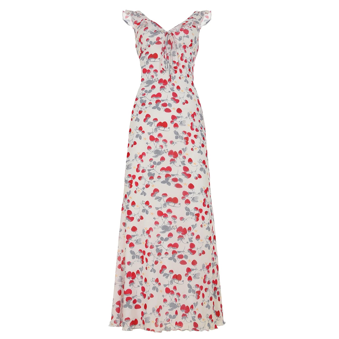 LIZAKOSHT  -  Women's Floral Print Cami Maxi Dress Boho Romantic Ruffle V Neck Long Dresses for Beach Holiday Ladies Summer Vestidos
