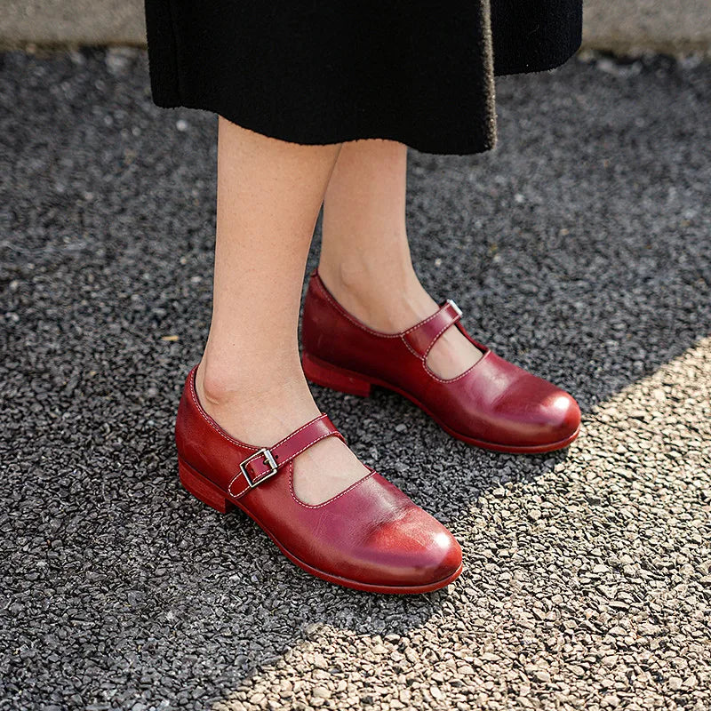 LIZAKOSHT  -  Fashion Women's Shoes New High Quality Genuine Leather Round Head Mary Janes Leather Shoes Daily Commuter Women's Shoes