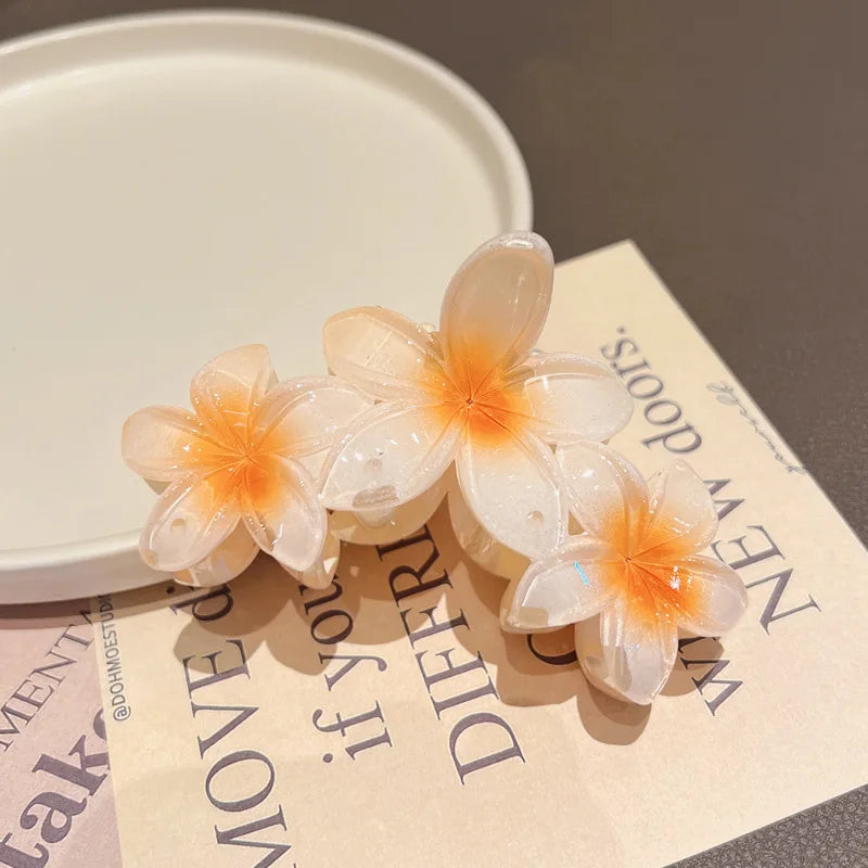 LIZAKOSHT  -  Fashion Gradient Egg Flower Hair Claws Clip Women Girls Sweet Acrylic Hairpins Summer Beach Hawaiian Headwear Hair Accessories