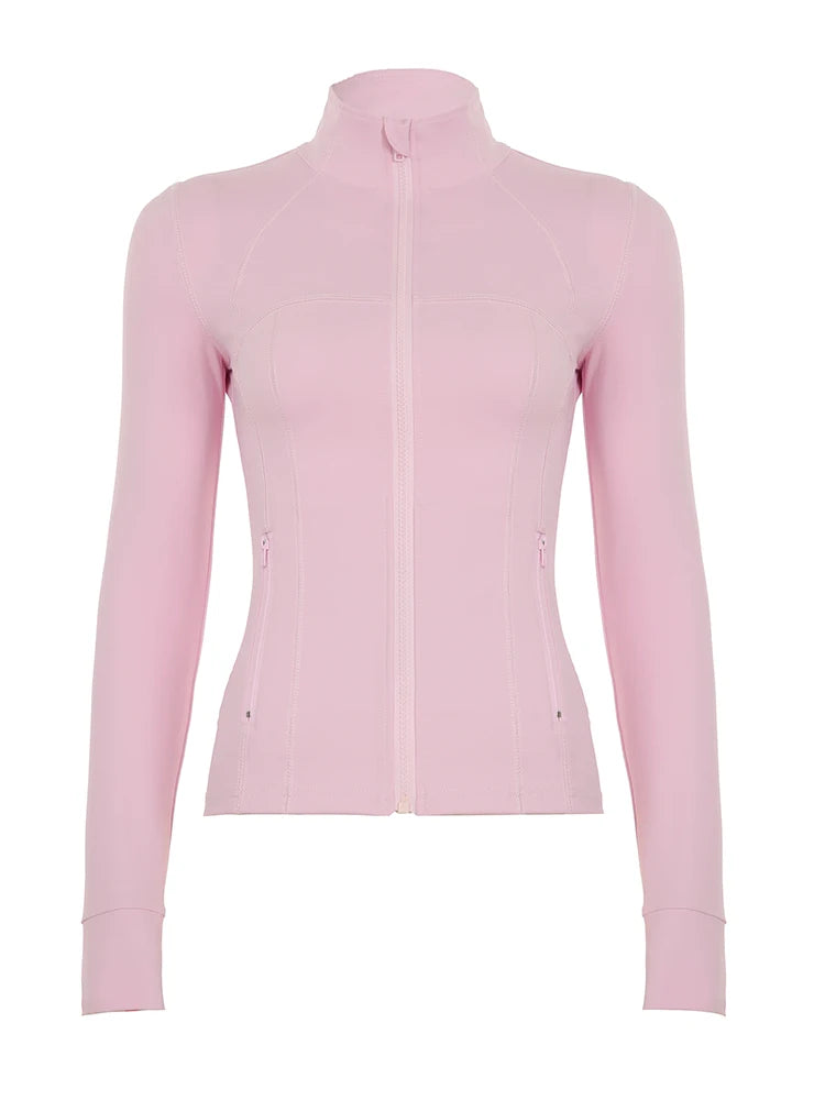 LIZAKOSHT  -   Ladies Yoga Coat High Elastic Loose Fit Long Sleeve Zip Up Tops with Stand-up Collar for Fitness Shaping Sports Outfit