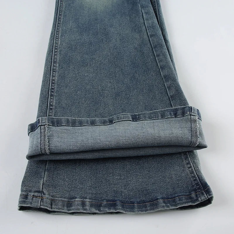 LIZAKOSHT  -  Personality street vintage low-rise jeans breasted slim trousers straight loose women's wide-leg pants