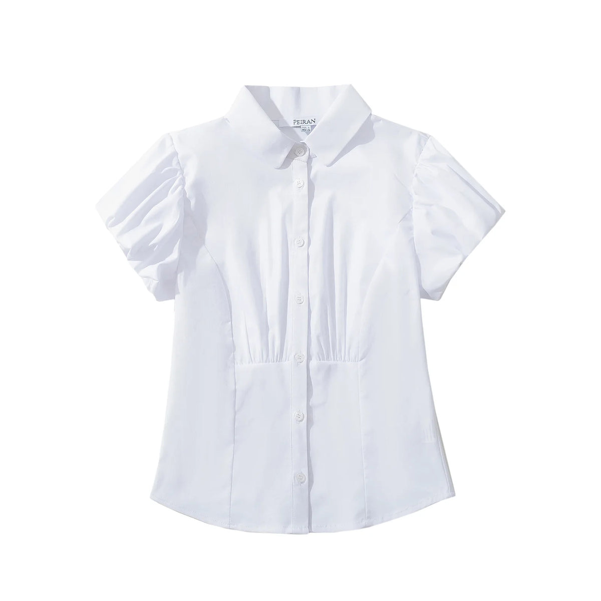 LIZAKOSHT  -  Women WHITE Corset-like Paneled Construction Short Gathered Sleeves LIANA TOP