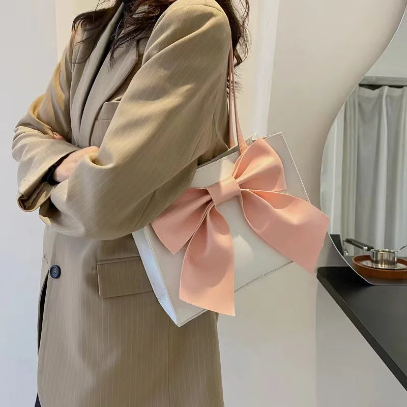 LIZAKOSHT  -  PU Leather Bow Bag Women's Bag New Fashion Trend Shoulder Bag Foreign Temperament Tote Bag Female Handbag