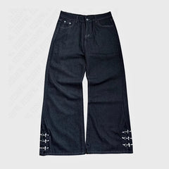 LIZAKOSHT  -  Fashionable American retro Y2K new design style airplane-buttoned jeans for both men and women, the same style for both genders.