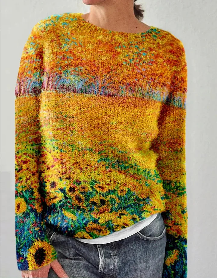 LIZAKOSHT  -  3D Print Women Sweater Pattern Pullover Casual Loose Knit Top Sweaters