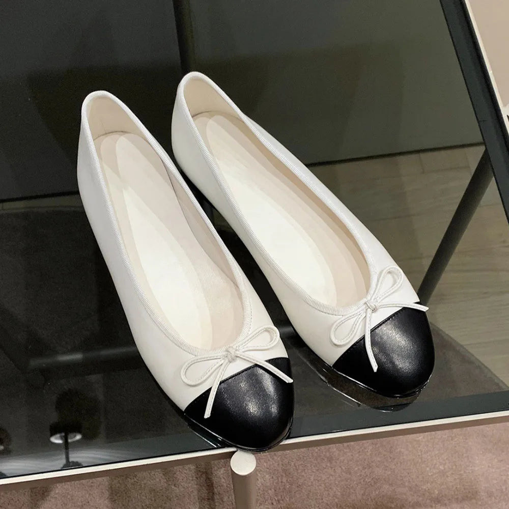 LIZAKOSHT  -  Brand Design Summer Classic 4.5cm Mid Heels Shoes Women Elegant Office Lady Round Toe Pumps Slip On Ballet Flats Dress Shoes