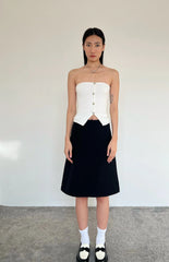 LIZAKOSHT  -  Women Off The Shoulder Button Up Sleeveless Knitted Crop Top