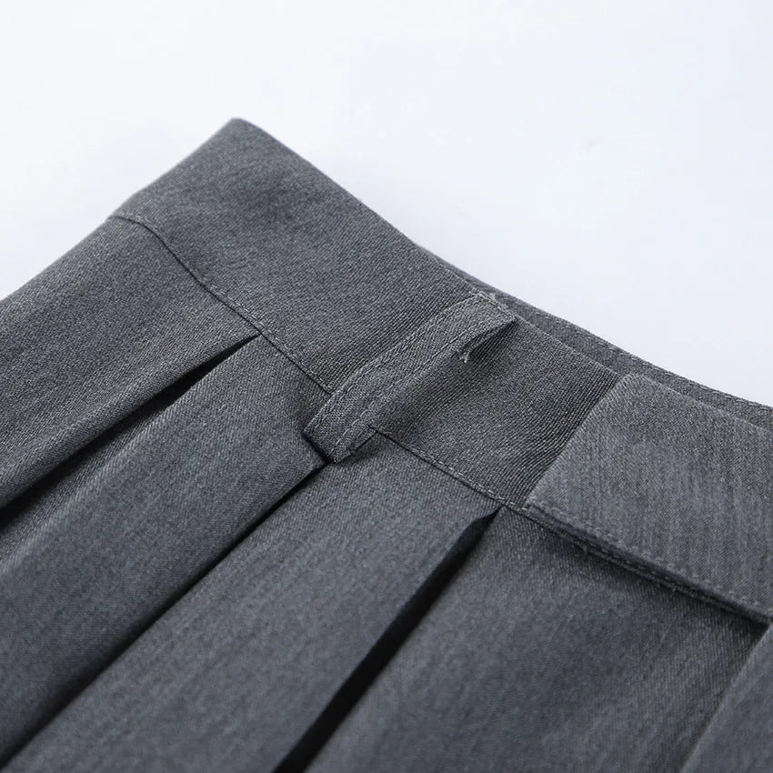 LIZAKOSHT  -  French Commuter Pleated Gray Suit Pants Women 2026 Autumn Street Wear Fashion Casual Loose Versatile Wide-leg Trousers