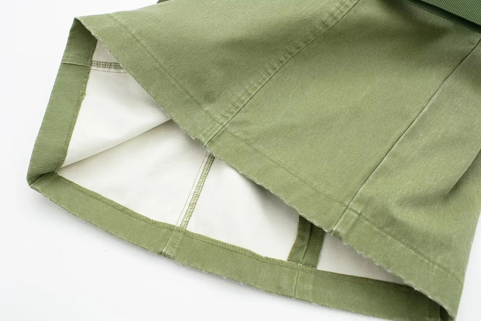 LIZAKOSHT  -  Europe and America Wind Spring New Round Neck Leisure Green Fashion with Belt Sleeveless Tooling Vest Skirt Dress