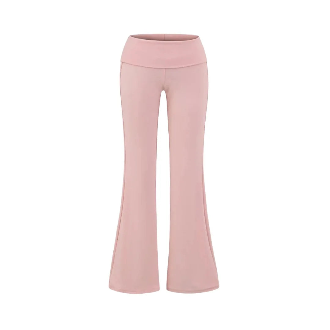 LIZAKOSHT  -  Women Folded  Low Waist  Cotton Jersey Foldover Pant Soot