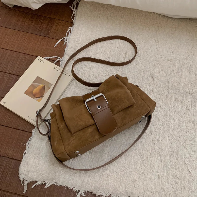 LIZAKOSHT  -  Faux Suede Women Axillary bags fashion ruched ladies Shoulder messenger Bag female handbag small Underarm Bag bolsa feminina