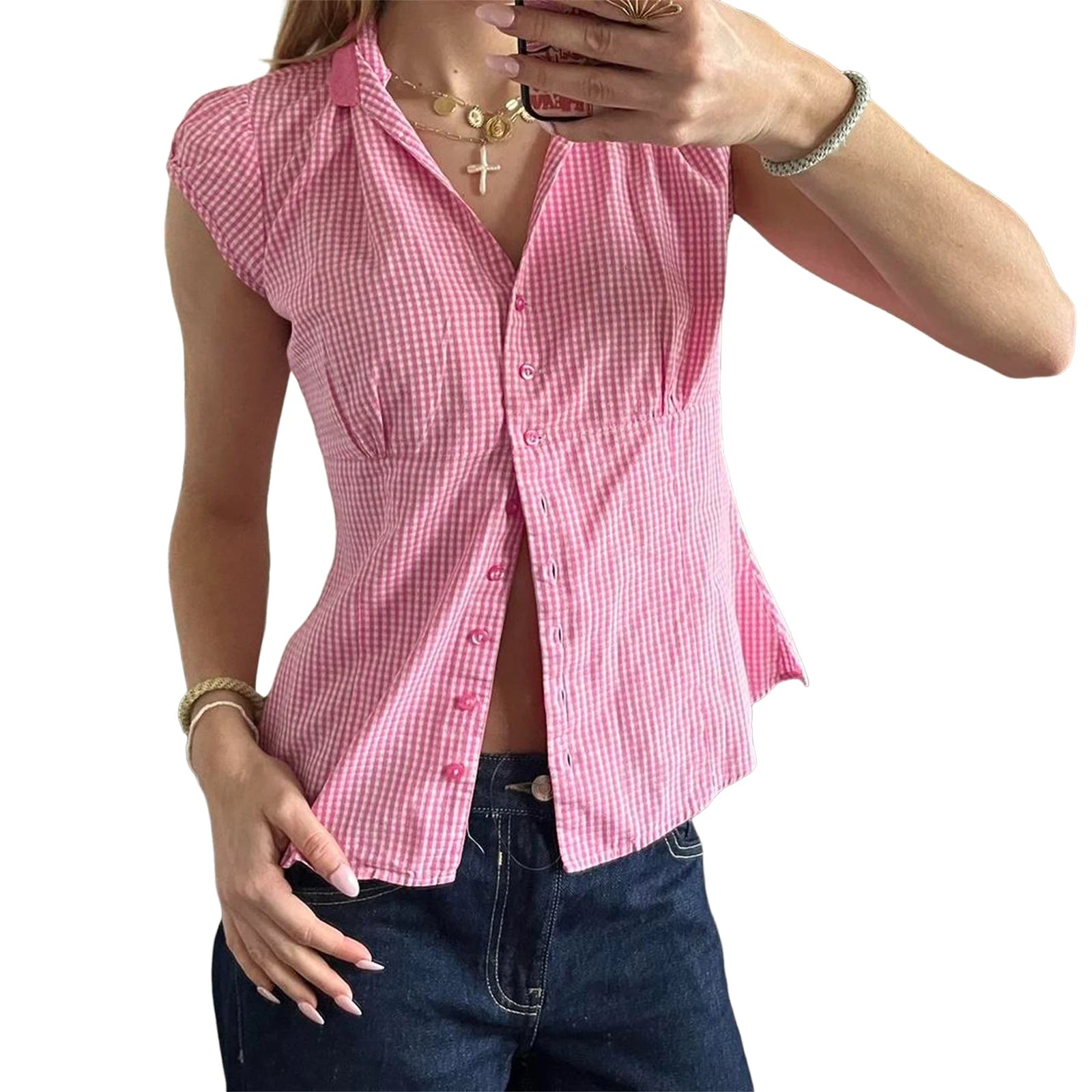 LIZAKOSHT  -  Women Floral Print Blouse V-Neck Sleeveless Tank Top with Ruffle Hem for Chic Summer Style and Beachwear