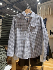 LIZAKOSHT  -  Pockets Navy Plaid Blouse Woman Spring Turn Down Collar Single Breasted Loose Shirts Female Vintage Streetwear Cotton Blouses