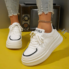 LIZAKOSHT  -  Korean Style Men's Casual White Shoes Lace-up Flats Oxfords Shoe Original Leather Platform Sneakers Youth Street Footwear