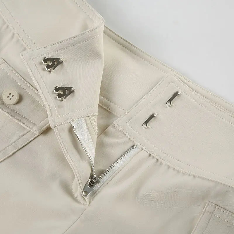 LIZAKOSHT  -  American Retro Button Pocket Tooling Shorts Women Waist Hot Casual Pants