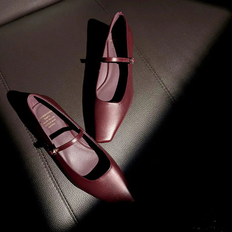 LIZAKOSHT  -  Fashion Women's Shoes New High Quality Genuine Leather Retro Mary Jane Shoes Square Head Shallow Mouth Women's Shoes