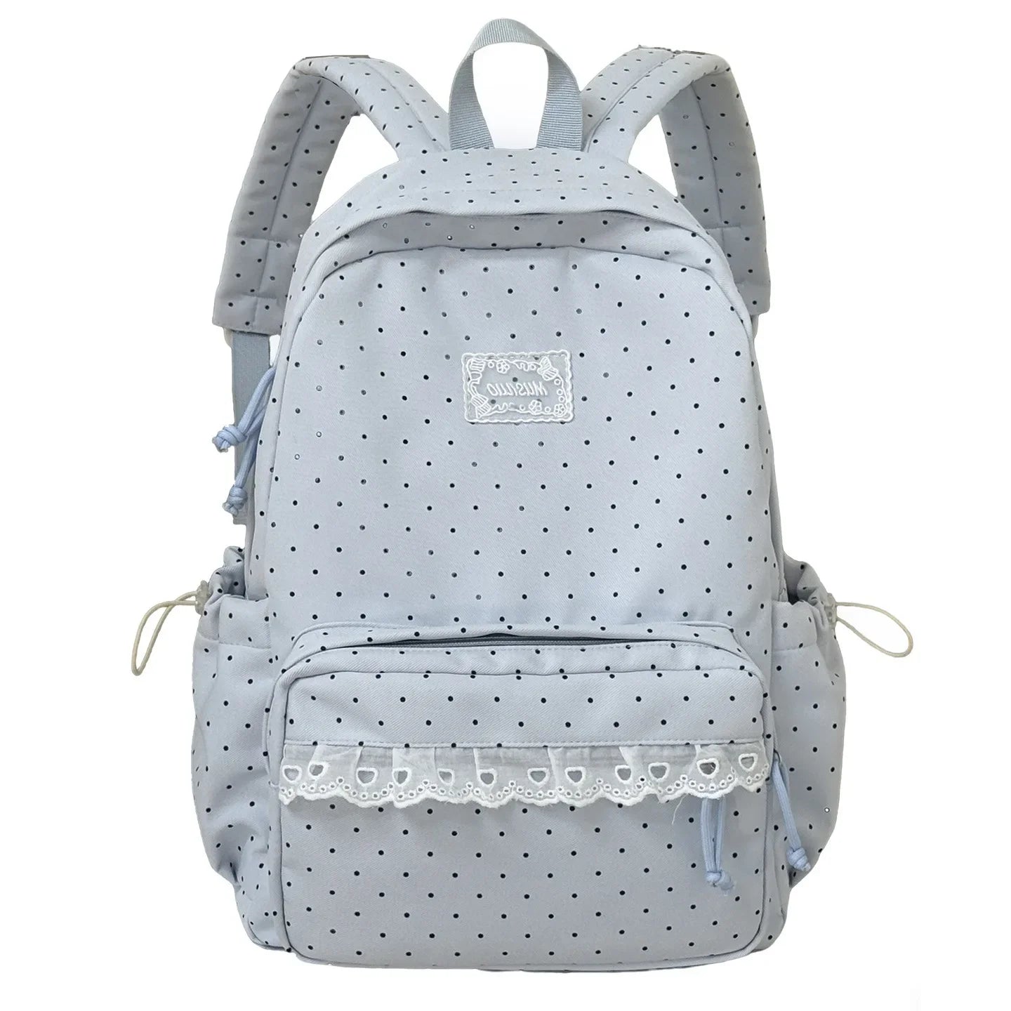 LIZAKOSHT  -  Fashion Polka Dot Travel Backpack Large Capacity Nylon Student Schoolbag Multi-pocket with Lace Laptop Daypack Daily Travel Bag