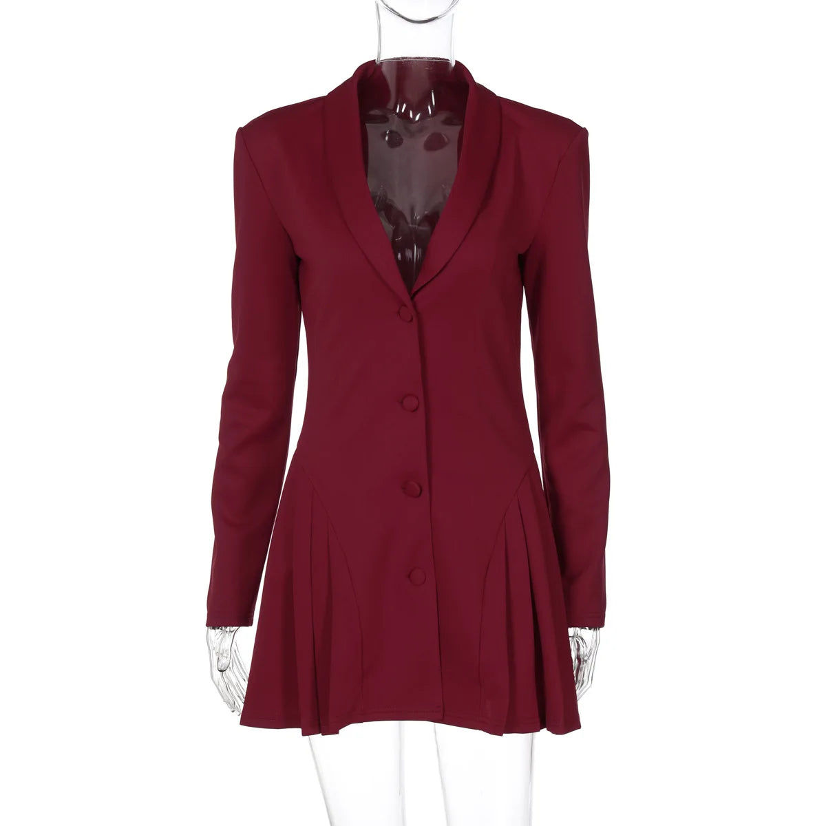 LIZAKOSHT  -  New Solid Color Sexy Deep V Suit Collar Cardigan, Imperial Style Short Ruffle Edge Dress for Women