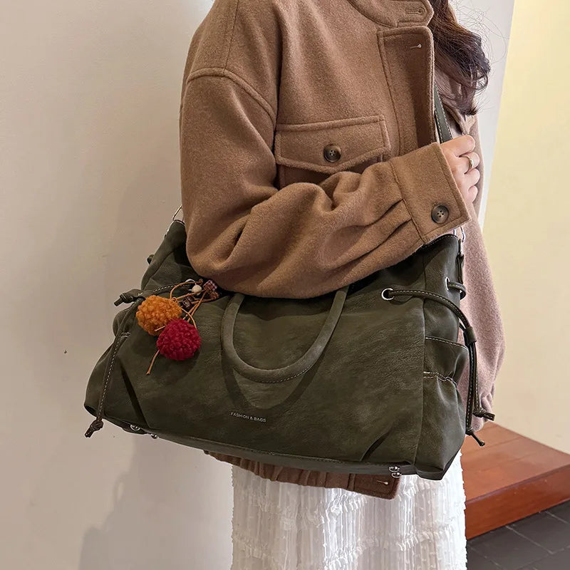 LIZAKOSHT  -  Simple Fashion Suede Crossbody Bag Women Large Capacity Shoulder Bag for Work Comfortable and Versatile Texture Commuting Bag