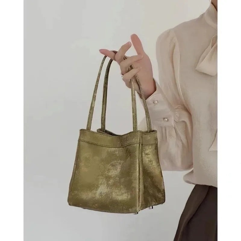 LIZAKOSHT  -  Aesthetic Silver Womens Handbag 2024 New Fashion Chinese Style Bucket Bags Small Advanced Vintage Female Crossbody Bag