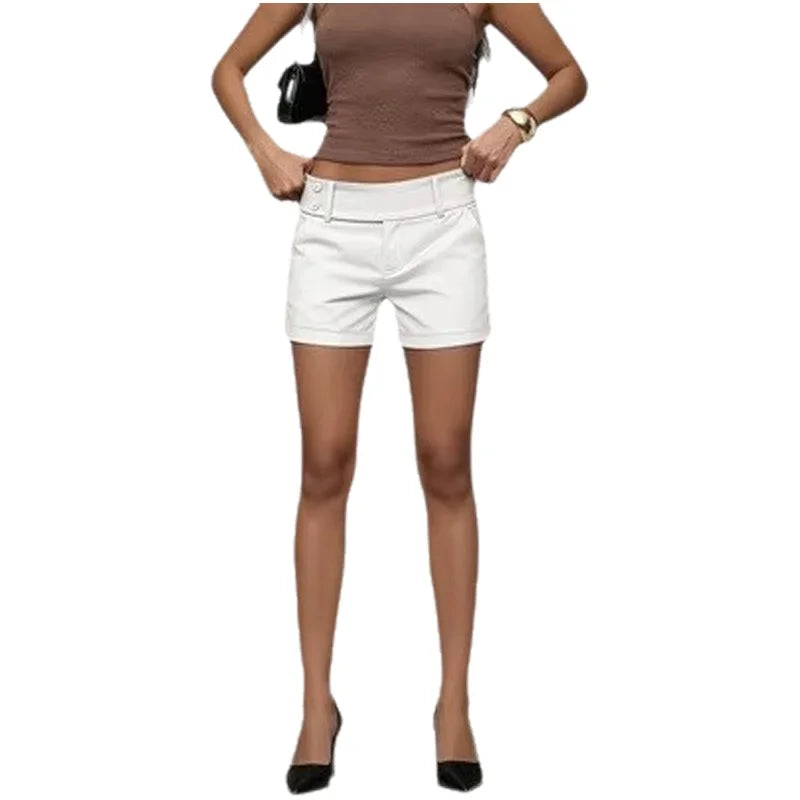 LIZAKOSHT  -  High Waist Casual Women's Suit Shorts Trendy Street Style Comfortable Polyester Fabric Versatile Three-quarter Length Pants