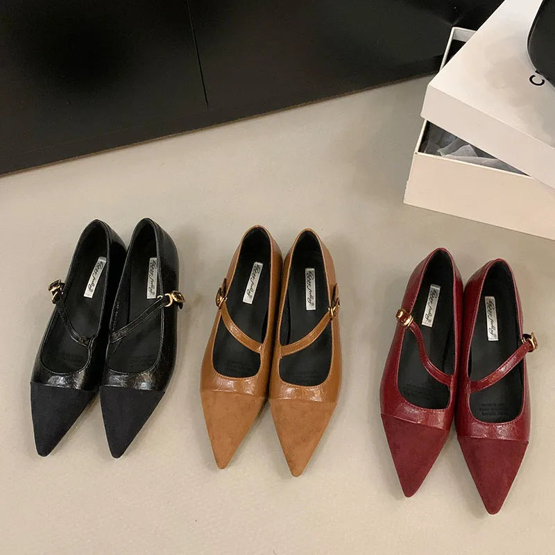 LIZAKOSHT  -  Spring New Brand Women Flats Fashion Pointed Toe Slip On Ladies Casual Laofer Shoes Flat Heel Dress Flat Shoes Mujer New