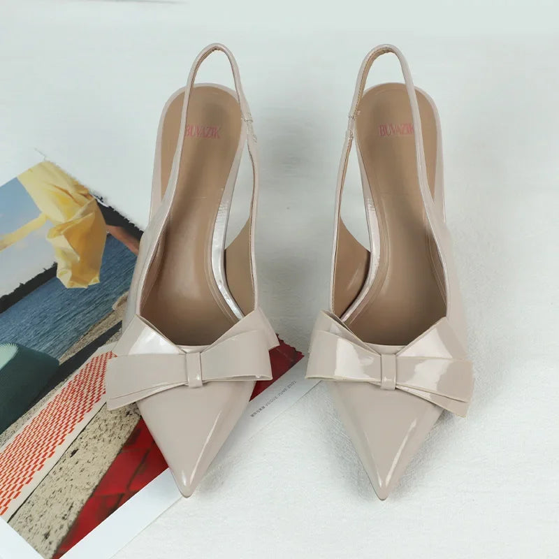 LIZAKOSHT  -  Elegant Butterfly-knot Summer Women Modern Sandals Shallow Patent Leather Designer Office Work Slingback Brand Lady Dress Shoes