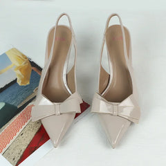 LIZAKOSHT  -  Elegant Butterfly-knot Summer Women Modern Sandals Shallow Patent Leather Designer Office Work Slingback Brand Lady Dress Shoes