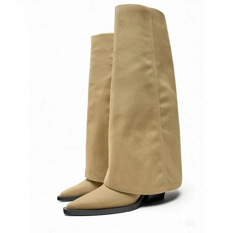 LIZAKOSHT  -  Autumn Winter Pointed Toe Women High Boots Street Style Banquet Party Dress Woman Pipe Long Boots Goth Botas Mujer