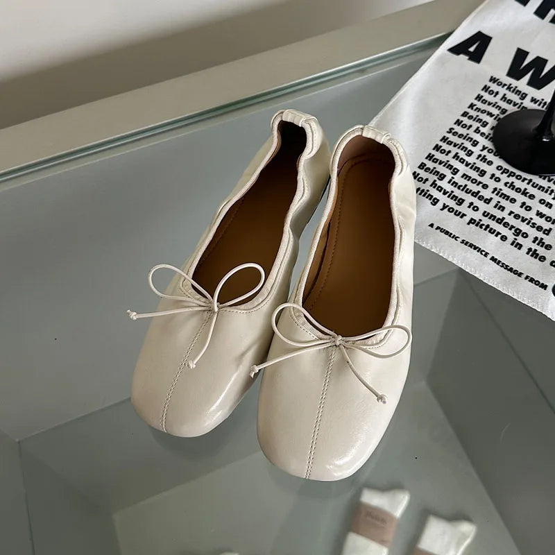 LIZAKOSHT  -  New Spring Autumn Fashion Ladies Shoes Ballet Flats Butterfly-Knot Soft Round Toe Female Dance Casual Women Flat Slip On Shoes