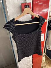 LIZAKOSHT  -  Polka Dot Sleeveless Slim T-shirt Women Summer Sexy Square Collar Black Cotton Tees Preppy Style Cute Streetwear Crop Top Y2k