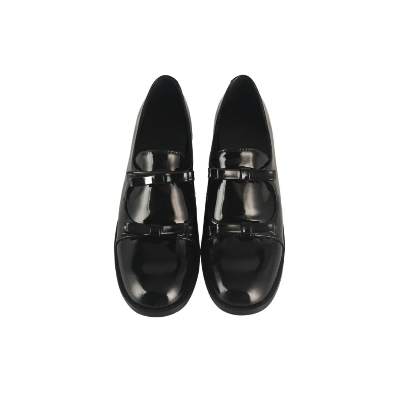 LIZAKOSHT  -  Preppy Double Bowtie Oxfords Woman Low Heels Flats Shiny Small Leather Shoes Ladies College Girls Sneakers Femmes Derby Loafers