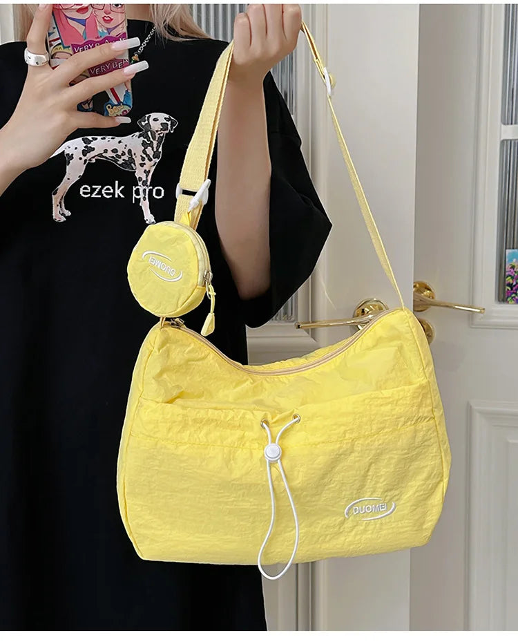 LIZAKOSHT  -  Japan Style Women Crossbody Bag New Casual Nylon Letter Composite Bag Simple Large Capacity Canvas Single Shoulder Tote Bag
