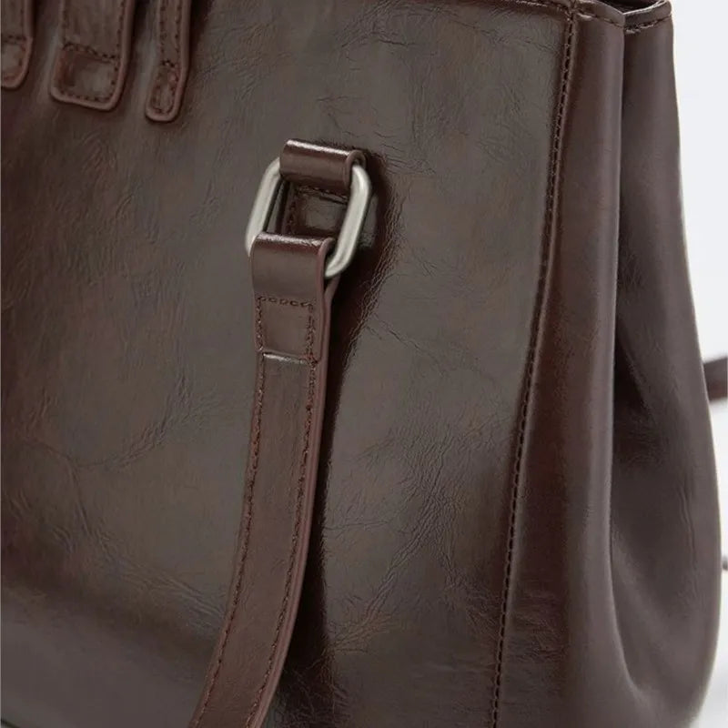 LIZAKOSHT  -  Sweet Cool Brown Shoulder Bags Purse Women High Street Leather Chain Handbag Ladies Moto Biker Casual The Tote Bag Y2k