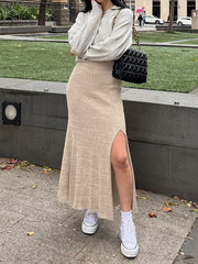 LIZAKOSHT  -  Alt Streetwear New Summer Skirt Women Fashion  Slim High Wais Stretch Knitting Skirt Casual Elegant Party Skirts Female
