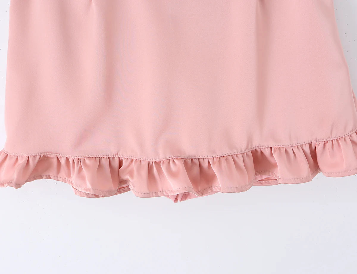 LIZAKOSHT  -  Sexy With Sashes Zipper Waist Satin Skirt With short lining Women Ruffles Hem A-line Package Hips Short Skater Bottom Black Pink