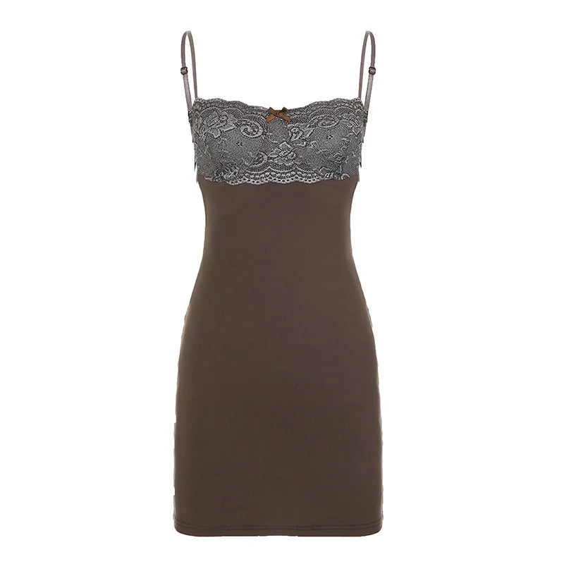 LIZAKOSHT  -  Euramerican Spice Women Lace Strapless Sling Short Dress Y2k Aesthetic Summer Thin Bodycon Women Clothes Sexy Backless Dress