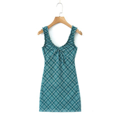 LIZAKOSHT  -  New French Retro Small Lace Floral Print V-neck Sleeveless Mesh Casual Dress
