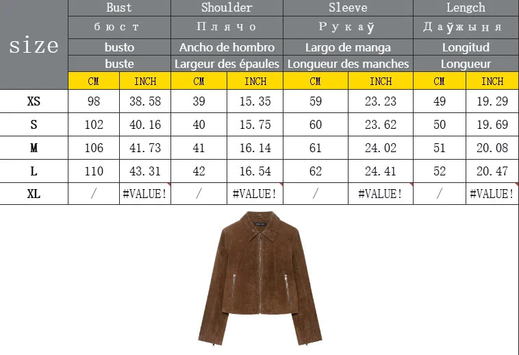 LIZAKOSHT  -  Fashion Suede Short Jackets Women Vintage Lapel Zippers Long Sleeve Pocket Jacket Coat 2025 New Autumn Winter Casual Streetwear