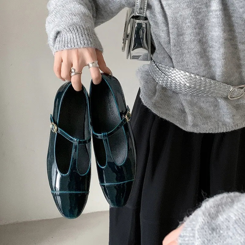 LIZAKOSHT  -  Fashion Women's Shoes New High Quality Genuine Leather Shoes Round Head T-Belt Mary Janes Shoes