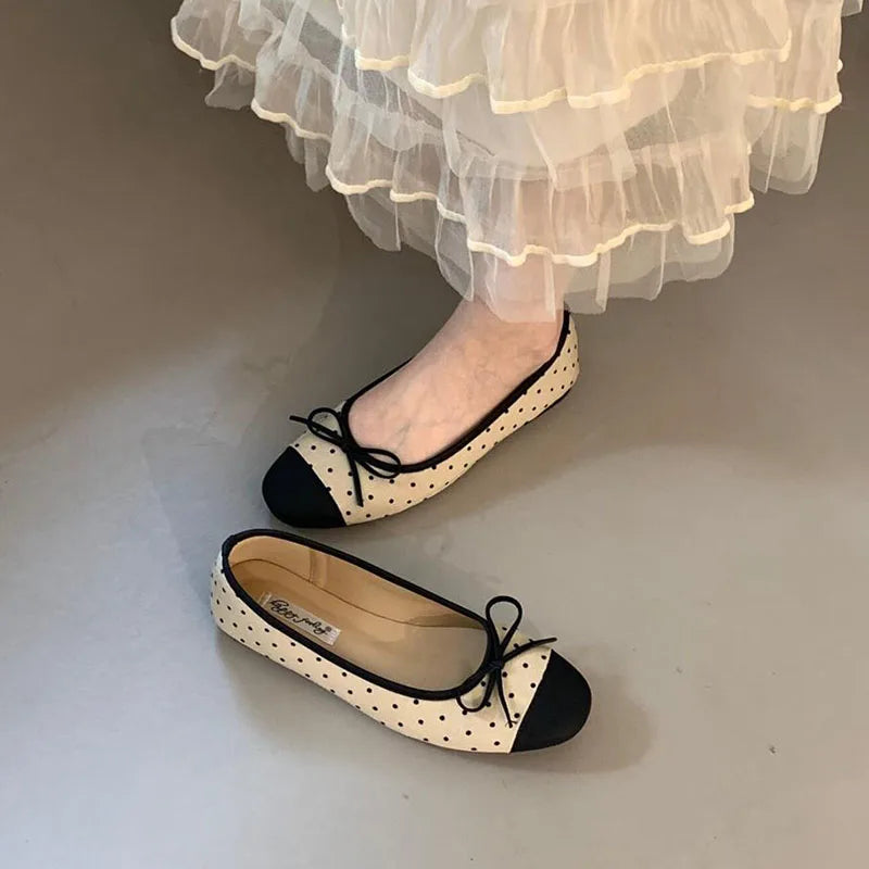LIZAKOSHT  -  Fashion Mixed Color Women's Dress Shoes Round Toe Shallow Slip On Flats Shoes Flat Ladies Casual Ballet Shoes Soft