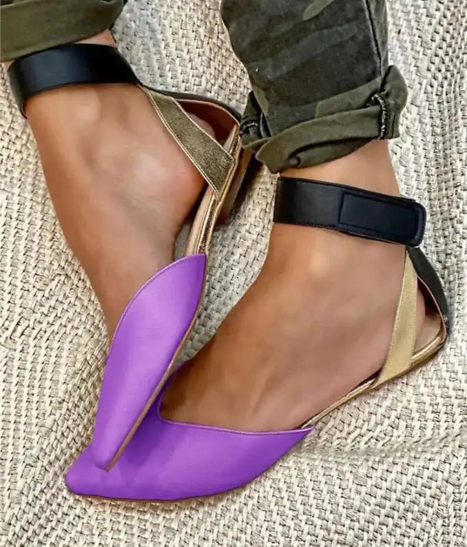 LIZAKOSHT  -  Pointed Toe Women Sandal Casual Flat Heel Shoes Fashion Hook Loop Ankle Buckle Women's Sandal Trend Shoes